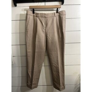Kate Spade Tan Stretch Pleated Folded Hem Sz 12 Work Casual Dress Pants